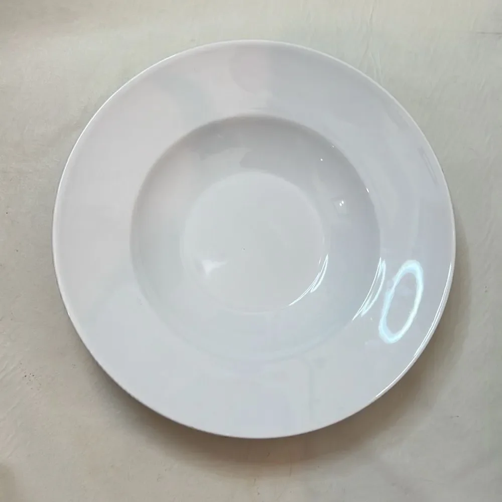 Alfredissimo Serving Bowls Large 12 Inch Round White Rimmed Set Of 2 Portugal